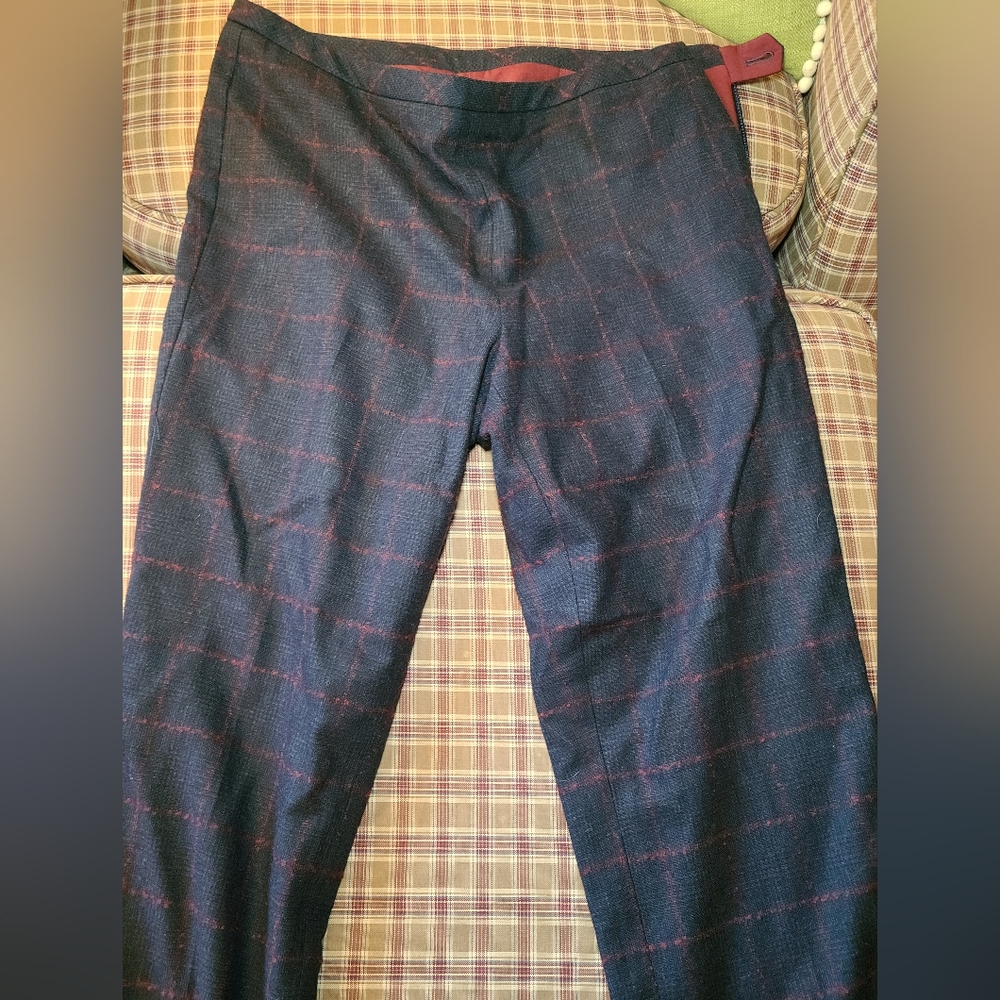 Talbots size 2 plaid pants side zip